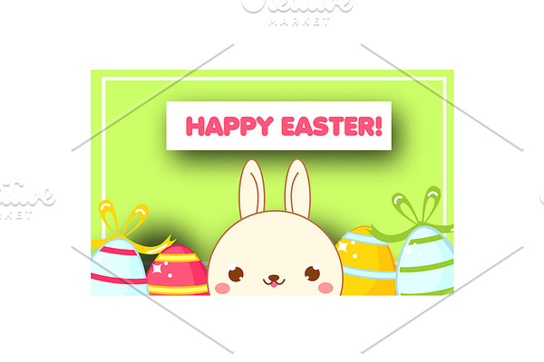 Happy Easter banner with cute bunny