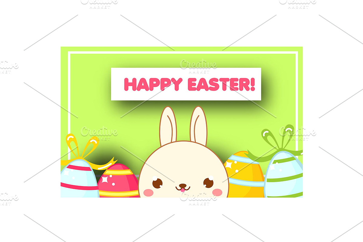 Happy Easter banner with cute bunny in Graphics - product preview 8