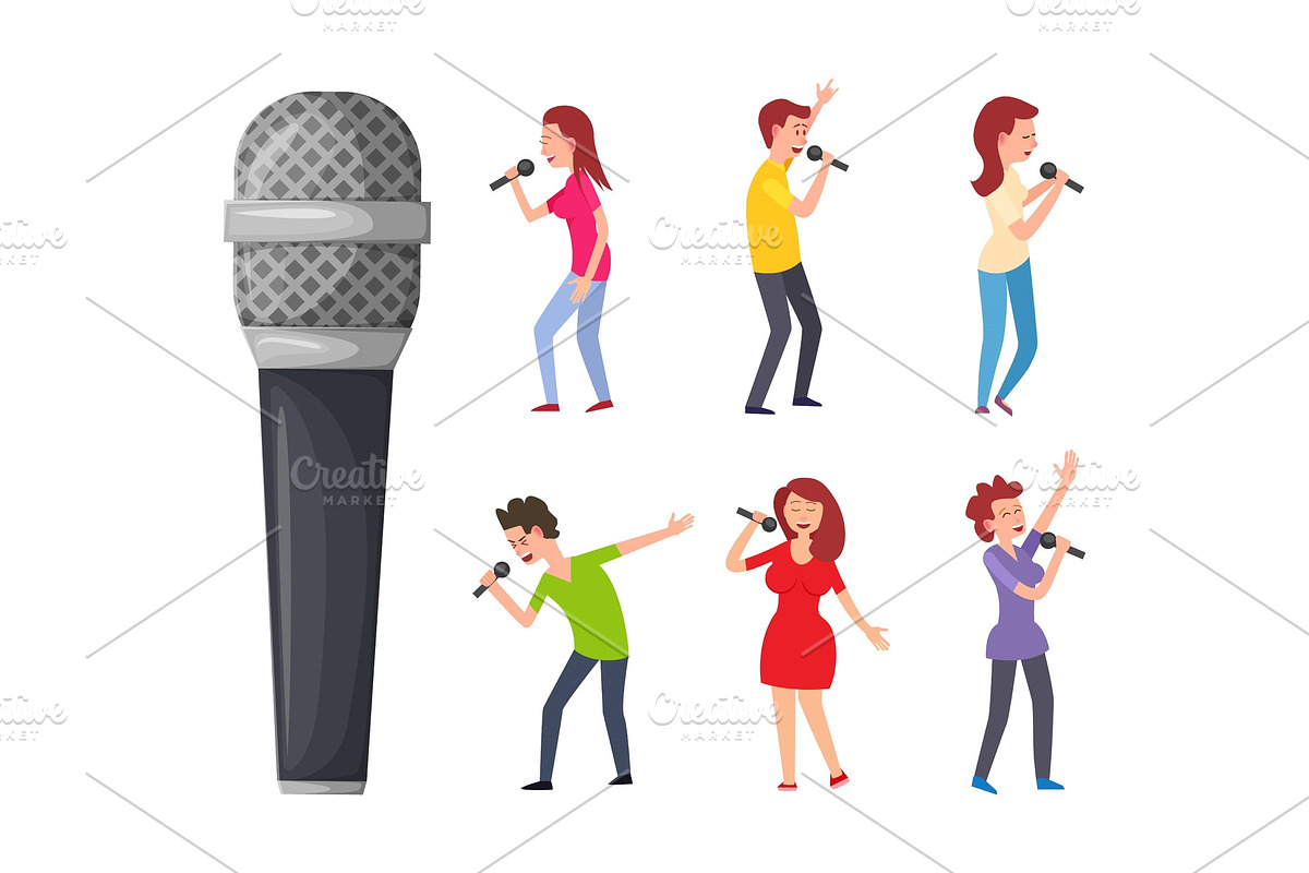 Singers and Microphone, Men and in Illustrations - product preview 8