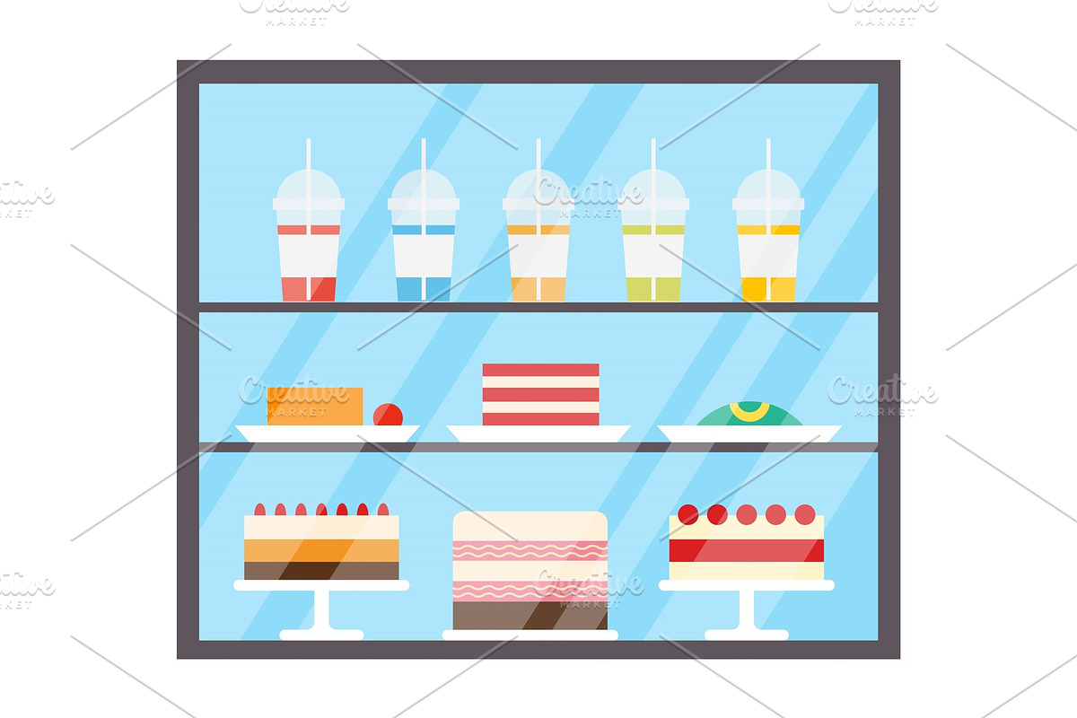 Cake and Juices in Plastic Cups in Illustrations - product preview 8