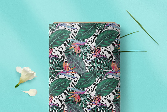 Tropical flowers,leaves pattern in Patterns - product preview 1