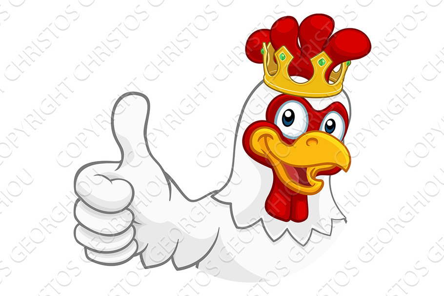 King Chicken Rooster Cockerel Bird in Illustrations - product preview 8
