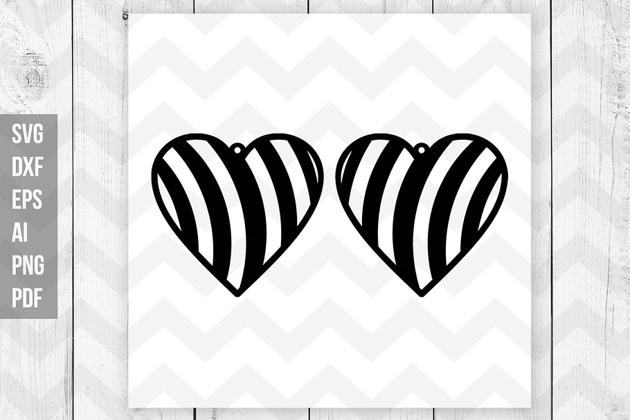 Heart earrings svg,dxf,eps,ai,png in Graphics - product preview 8