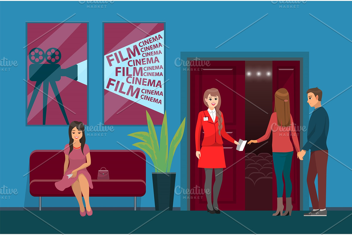 Cinema Hall, Movies Theater Worker in Illustrations - product preview 8