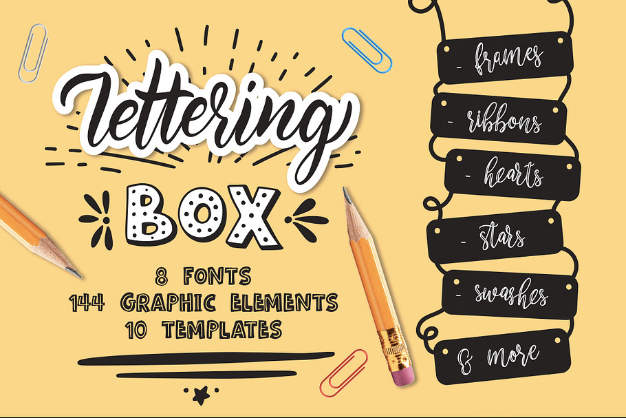 Lettering box. 8 Fonts & Extras!!!