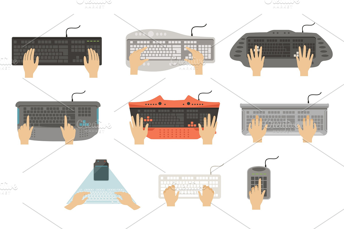 Hands typing on keyboard set in Illustrations - product preview 8
