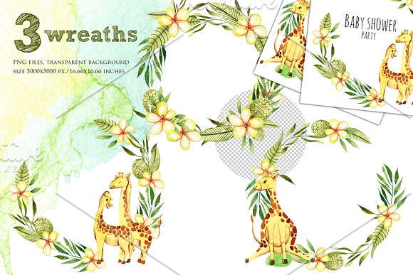 Giraffes. Watercolor clipart. in Illustrations - product preview 2