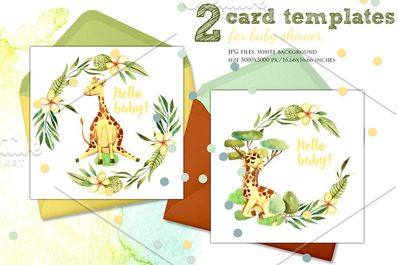 Giraffes. Watercolor clipart. in Illustrations - product preview 4