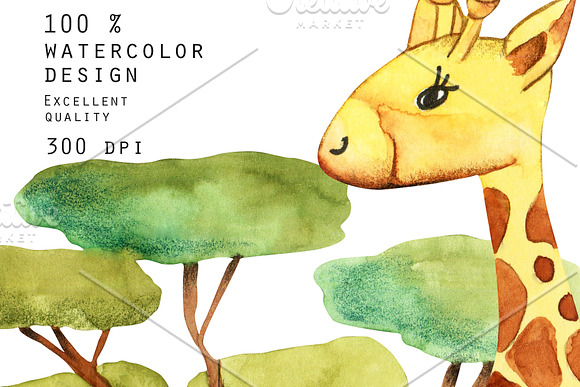 Giraffes. Watercolor clipart. in Illustrations - product preview 6