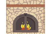 Modern Stacked Stone Fireplace