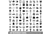 100 business icons set, simple style