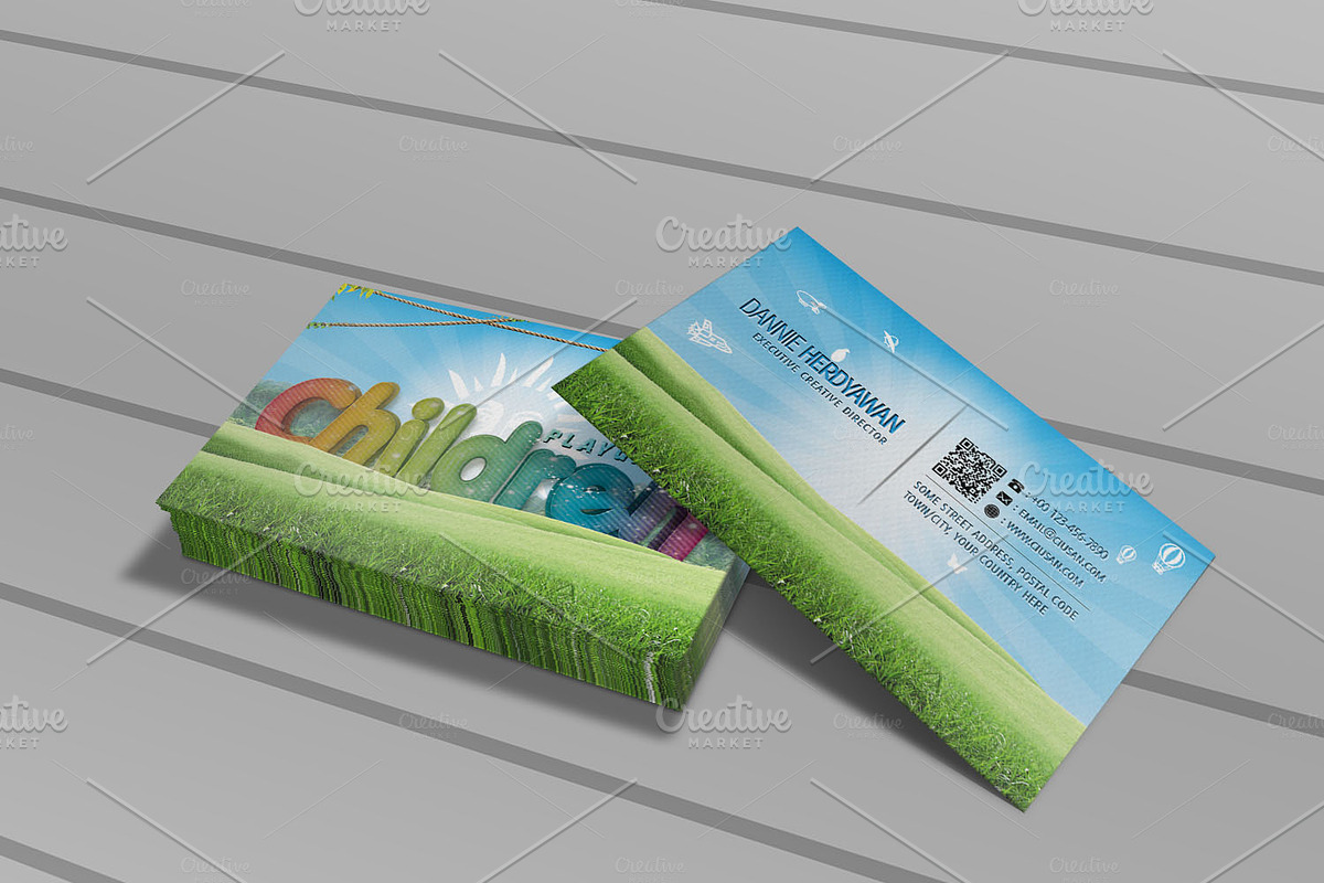 Children Playground Business Card in Business Card Templates - product preview 2