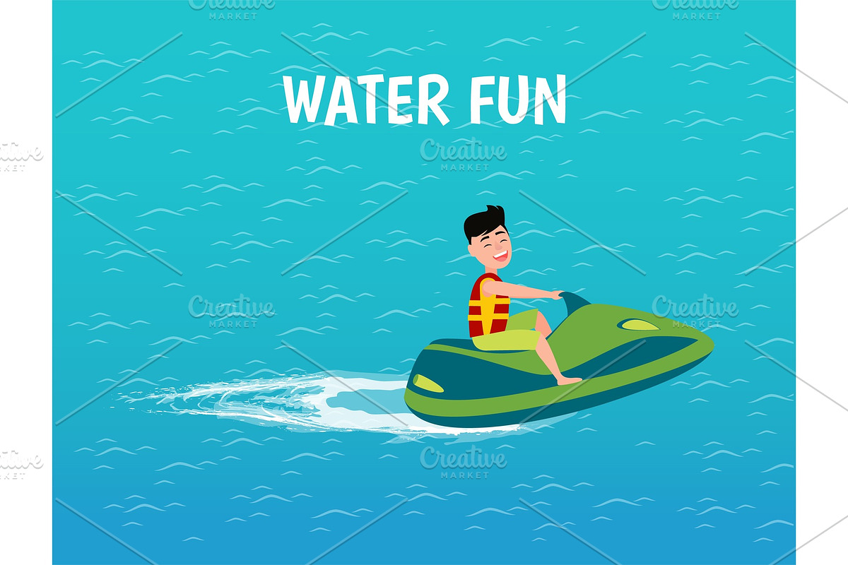 Water Fun Transport and Male on Jet in Illustrations - product preview 8