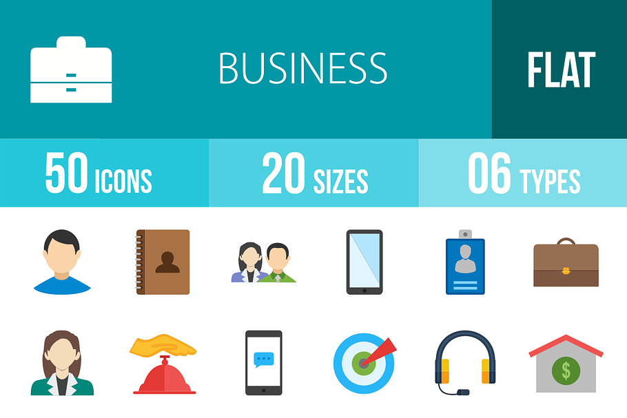 50 Business Flat Multicolor Icons in Graphics - product preview 8
