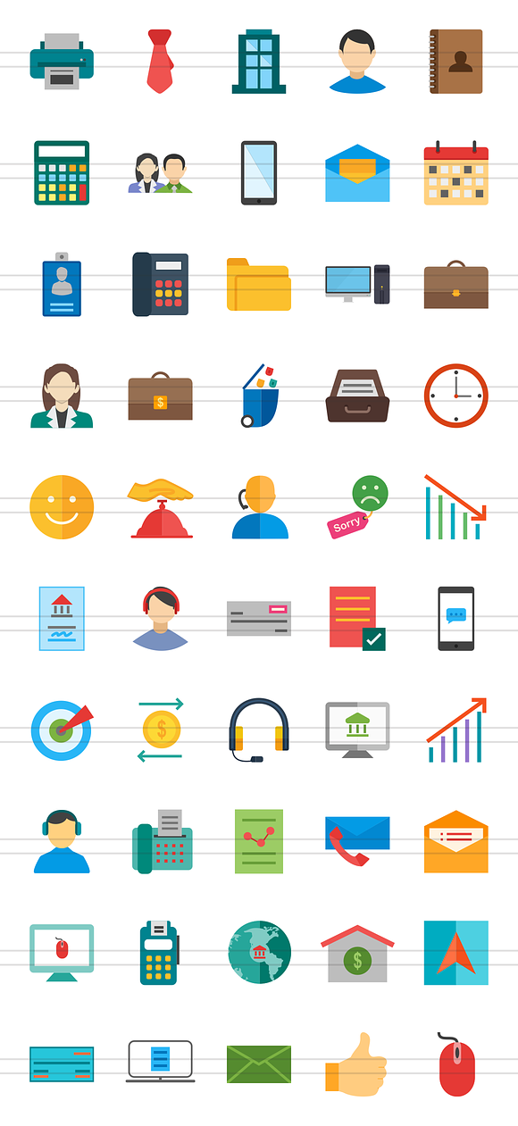 50 Business Flat Multicolor Icons in Graphics - product preview 1
