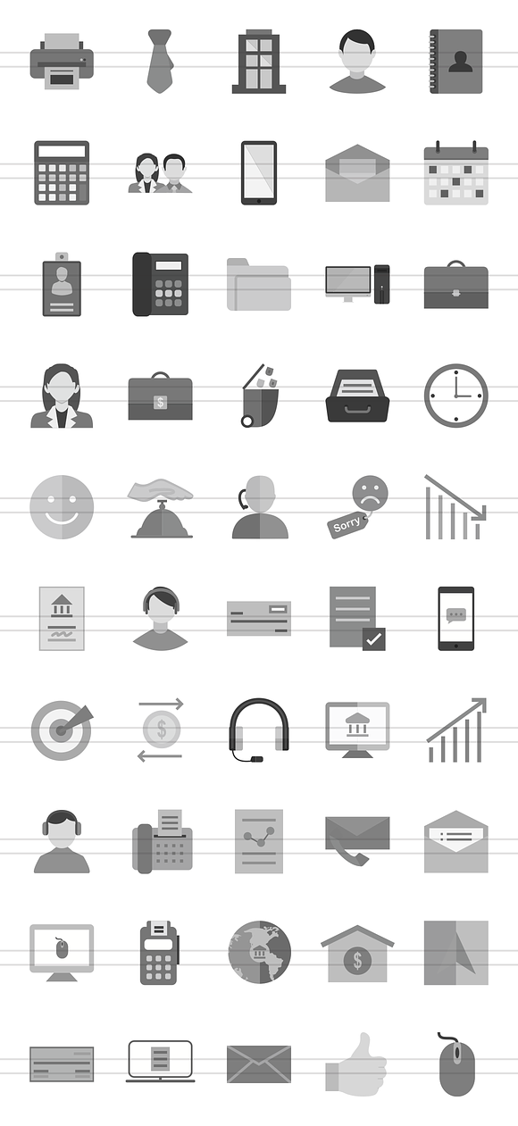 50 Business Greyscale Icons in Graphics - product preview 1