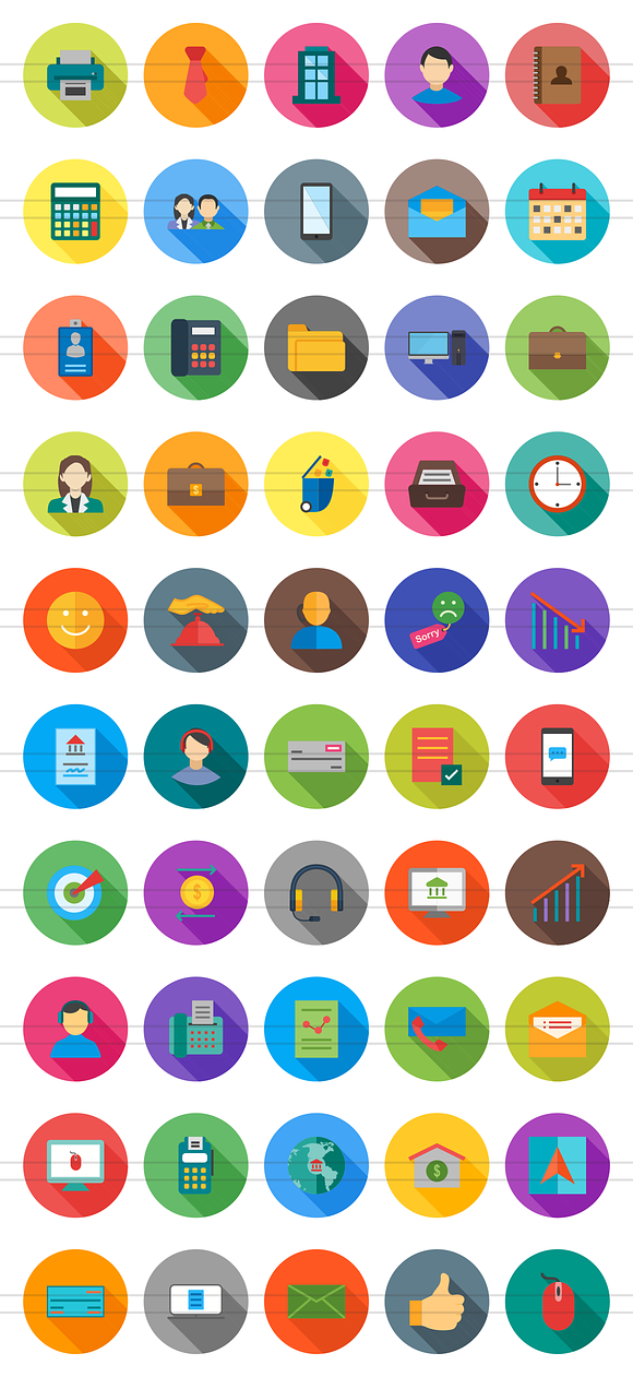 50 Business Flat Shadowed Icons in Graphics - product preview 1