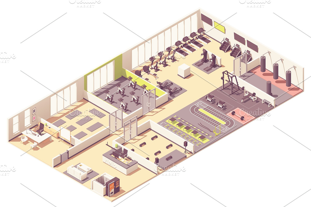 Vector isometric fitness club in Illustrations - product preview 8