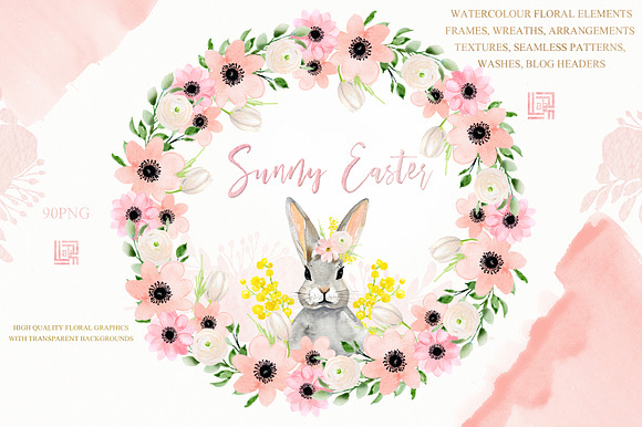 -50% Sunny Easter bunny Watercolor in Illustrations - product preview 16