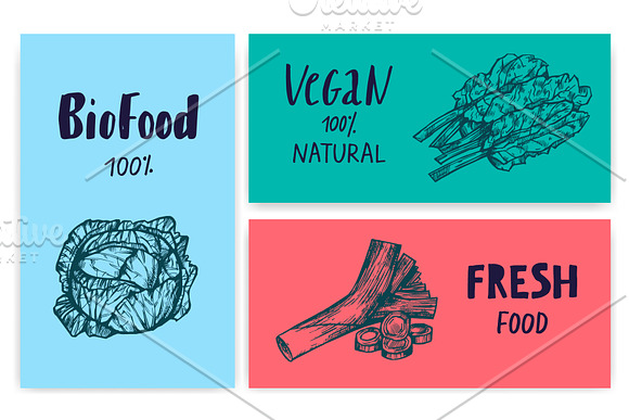 Vegans, farm food, vegetarians. in Illustrations - product preview 12
