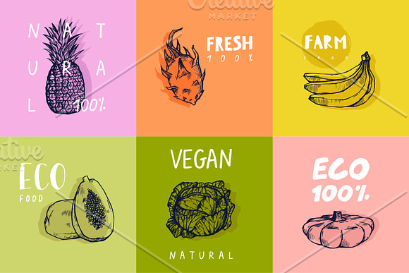 Vegans, farm food, vegetarians. in Illustrations - product preview 23