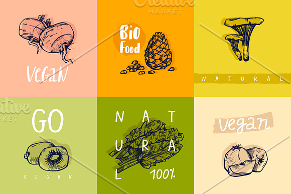 Vegans, farm food, vegetarians. in Illustrations - product preview 24