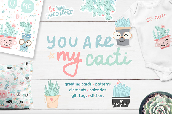 Cute Cactus set in Illustrations - product preview 12