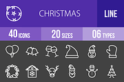 40 Christmas Line Inverted Icons