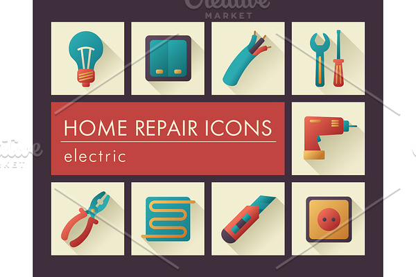Home repair, electric icons