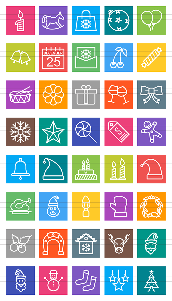 40 Christmas Line Multicolor Icons in Graphics - product preview 1