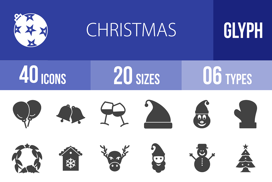 40 Christmas Glyph Icons