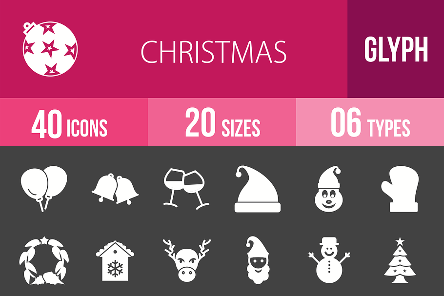 40 Christmas Glyph Inverted Icons