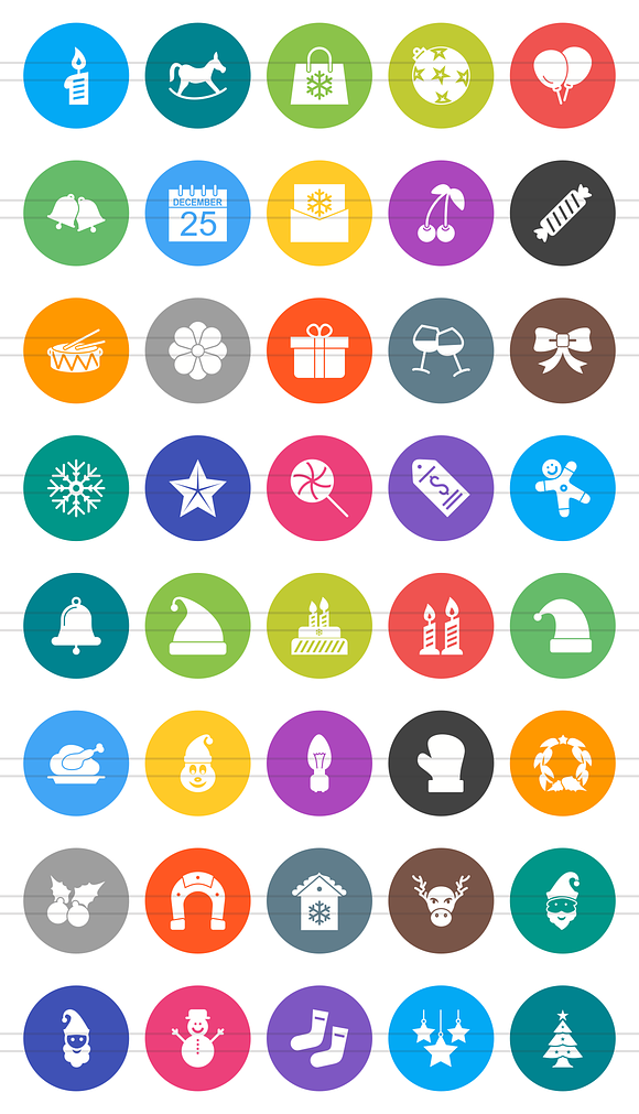 40 Christmas Flat Round Icons in Graphics - product preview 1