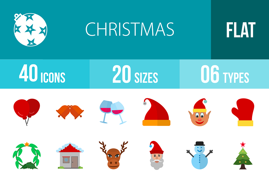 40 Christmas Flat Multicolor Icons in Graphics - product preview 8