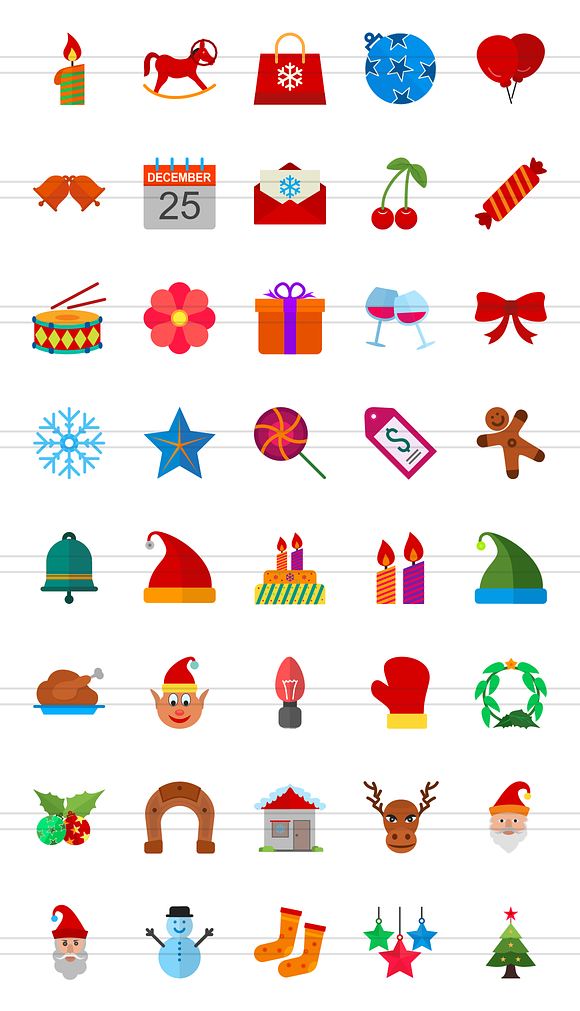 40 Christmas Flat Multicolor Icons in Graphics - product preview 1