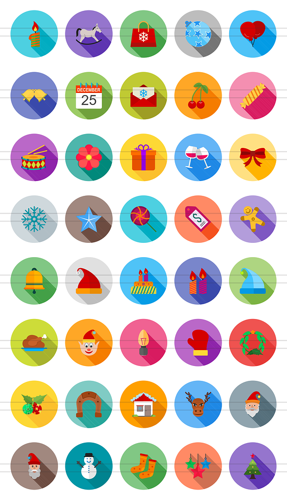 40 Christmas Flat Shadowed Icons in Icons - product preview 1