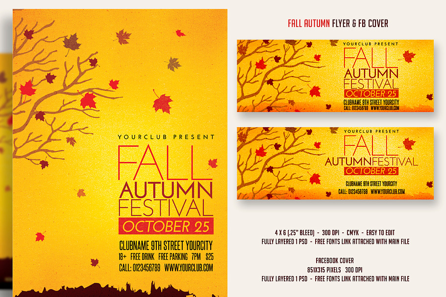 Fall Autumn Festival Flyer & FBcover