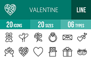 20 Valentine Line Icons