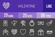20 Valentine Line Inverted Icons