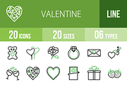 20 Valentine Green & Black Icons