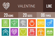 20 Valentine Line Multicolor Icons