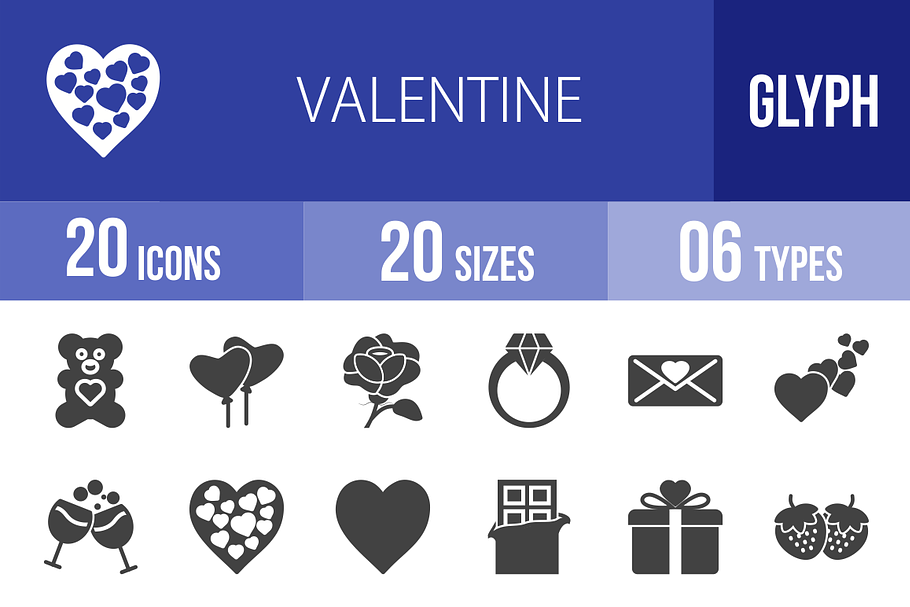 20 Valentine Glyph Icons
