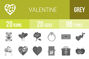 20 Valentine Greyscale Icons