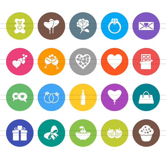 20 Valentine Flat Round Icons in Graphics - product preview 1
