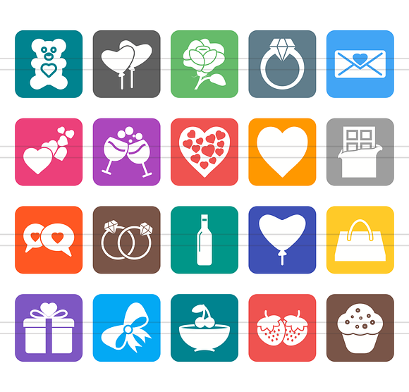 20 Valentine Flat Round Corner Icons in Graphics - product preview 1
