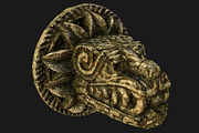 Mayan Aztec Dragon Lion Head Statue