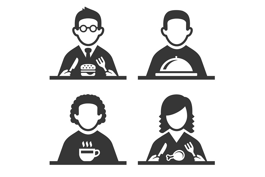 People Eating Tasting Food Pictogram in Icons - product preview 8
