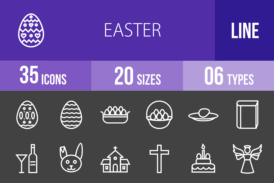 35 Easter Line Inverted Icons