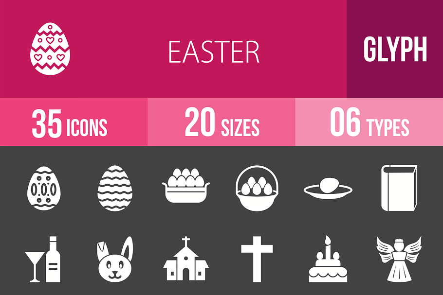 35 Easter Glyph Inverted Icons