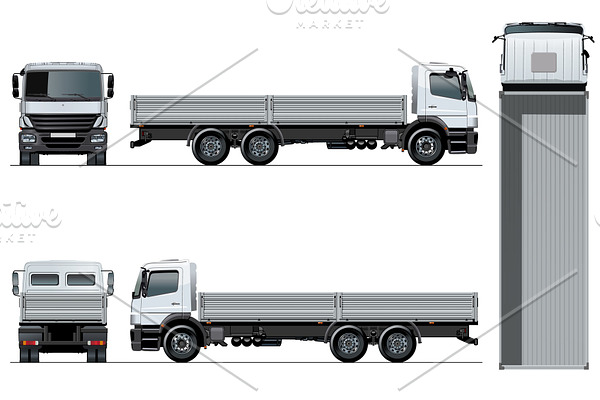 Vector flatbed truck template
